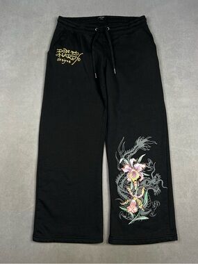 Ed Hardy Black Logo Waistband Sweatpants